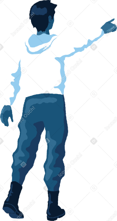 man pointing back Illustration in PNG, SVG