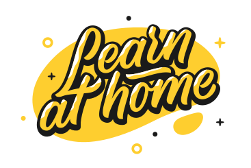 Learn at home lettering on the yellow background PNG, SVG