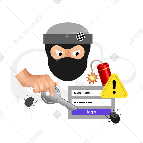 Man in a thief mask hacking an account PNG, SVG