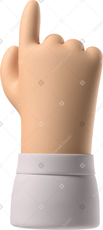 3D Back view of a white skin hand pointing up PNG, SVG