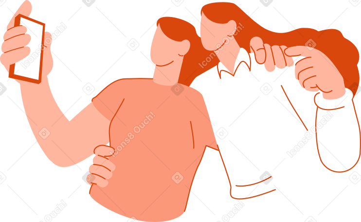 2人の女友達が自撮りをする PNG、SVG