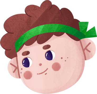Junge mit braunen haaren und einem grünen stirnband lächelt PNG, SVG