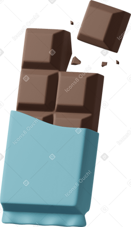 3D Blue wrapped chocolate Illustration in PNG, SVG