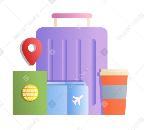 Traveling by plane Illustration in PNG, SVG