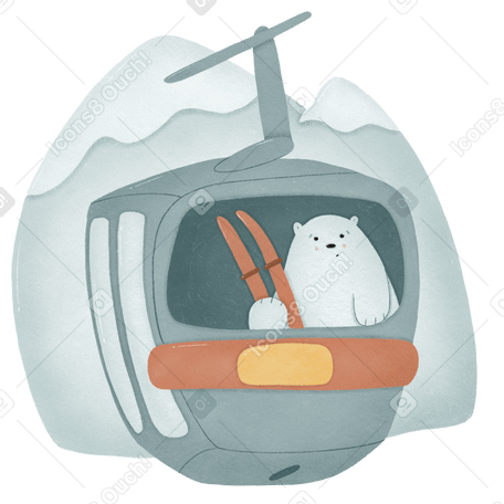 Bear with ski PNG, SVG