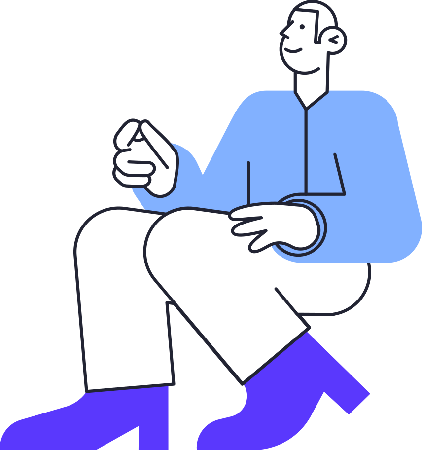 seated man in blue sweater and shoes Illustration in PNG, SVG