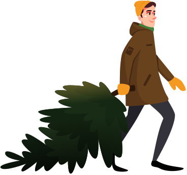 man with christmas tree PNG, SVG