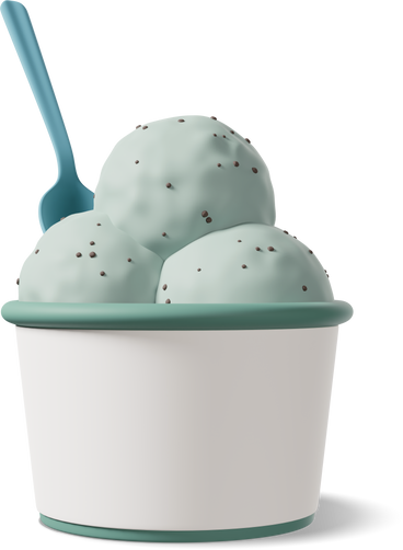 mint ice cream cup moсkup with plastic spoon PNG, SVG