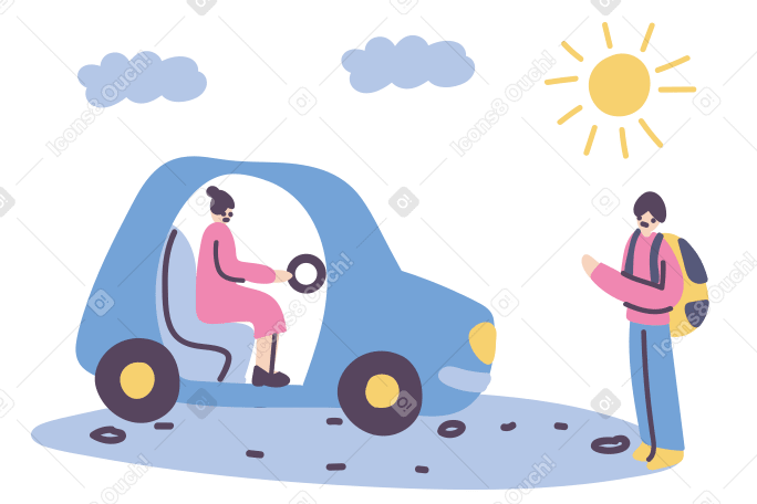 Hitchhiker Illustration in PNG, SVG