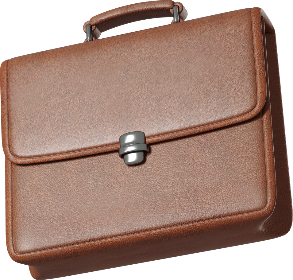 side view of brown leather briefcase Illustration in PNG, SVG