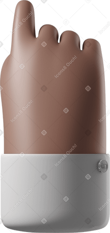 3D back view of brown skin hand pointing up Illustration in PNG, SVG
