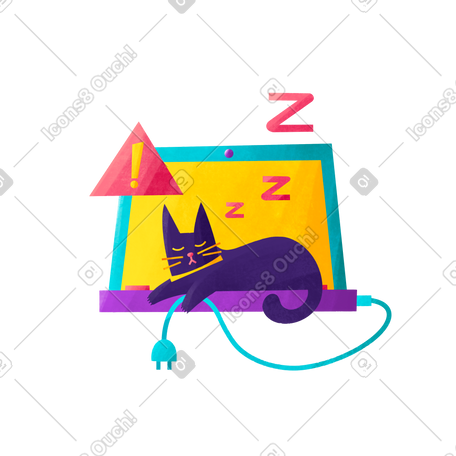 猫已关闭互联网连接并正在睡觉 PNG, SVG