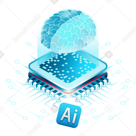 硅芯片上的人工智能大脑 PNG, SVG