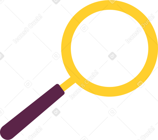 magnifier with dark-violet handle Illustration in PNG, SVG