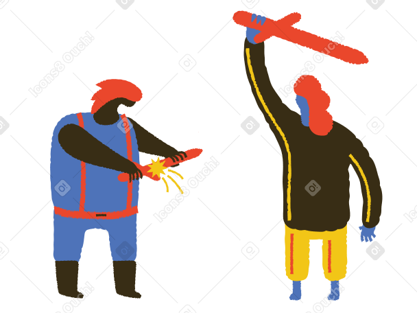 Sword fighting Illustration in PNG, SVG