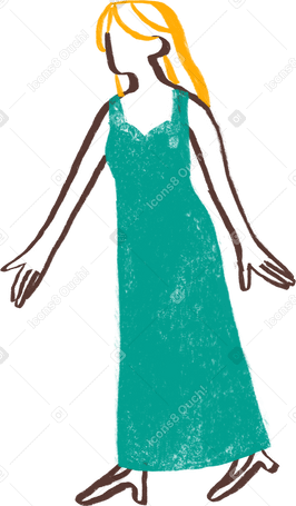 blond woman in a dress with her hand outstretched Illustration in PNG, SVG