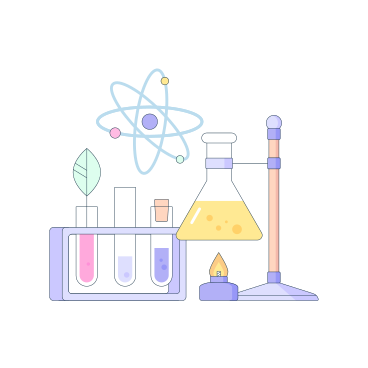 Test tubes and flask animated illustration in GIF, Lottie (JSON), AE