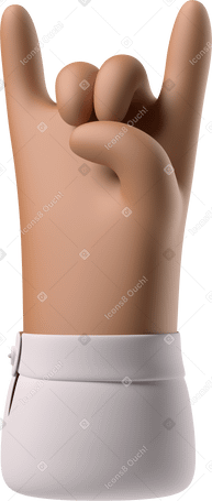 3D Brown skin hand showing rock sign Illustration in PNG, SVG