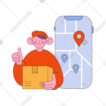 Delivery by online map in the phone PNG, SVG