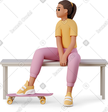 有滑板的年轻女子 PNG, SVG