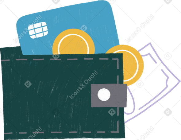 wallet with money and bank card в PNG, SVG
