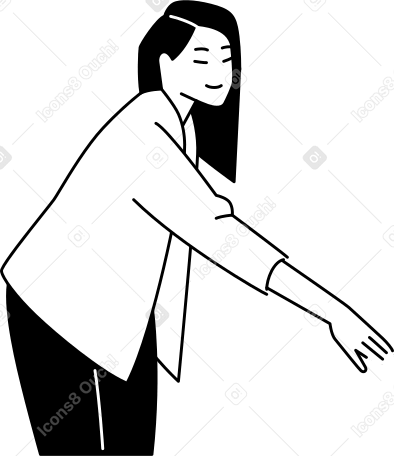 young woman holding out her hand PNG, SVG