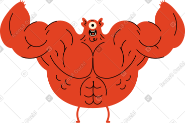 拥有巨大肌肉的红色运动员角色 PNG, SVG