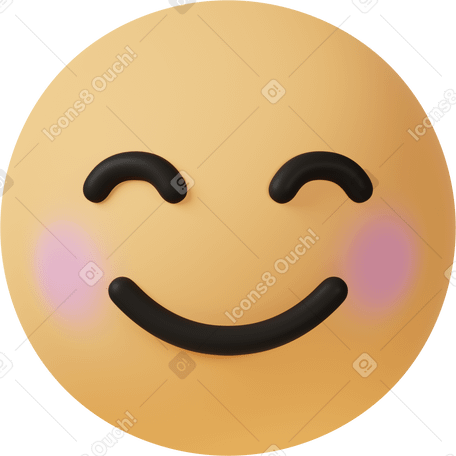 3D smiling face with smiling eyes PNG, SVG