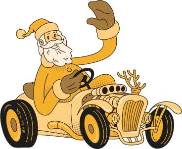 Santa claus in a convertible PNG, SVG