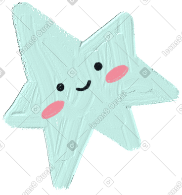 Blue smiling star PNG, SVG