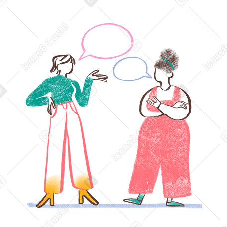 Two women talking Illustration in PNG, SVG
