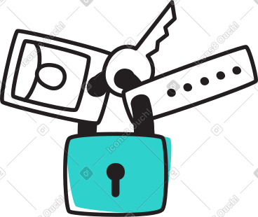 Lock with password, key and id card PNG, SVG