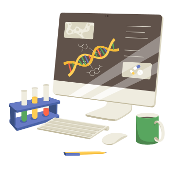 Genetic engineering on screen and lab equipment PNG, SVG