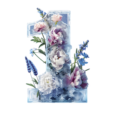 꽃이 있는 얼음 숫자 PNG, SVG
