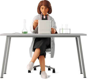 Young woman scientist working with microscope PNG, SVG