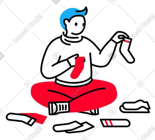 男人整理他的袜子 PNG, SVG