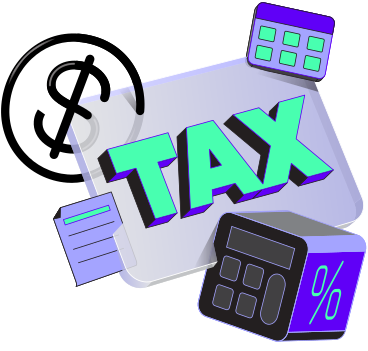 Lettering tax with calculator and calendar text PNG, SVG