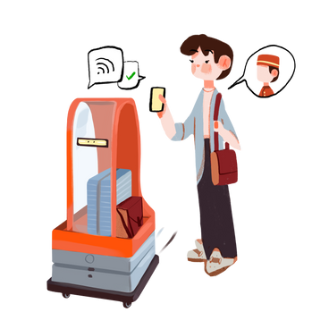 robot concierge carries a hotel guest's luggage PNG, SVG
