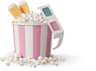 Popcorn, 3D glasses, and movie tickets PNG, SVG
