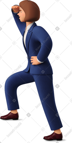 3D side view of businesswoman in blue suit looking into the distance PNG, SVG