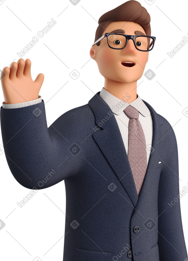 Businessman in dark blue suit waving goodbye PNG, SVG