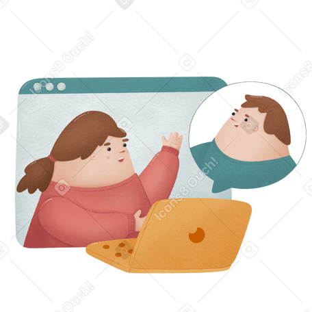 Woman communicates with a man by zoom в PNG, SVG