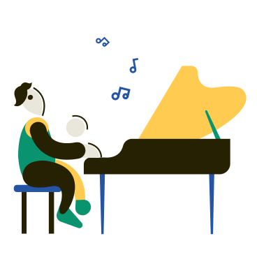 Man playing tunes on the piano PNG, SVG