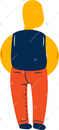 chubby boy standing back Illustration in PNG, SVG