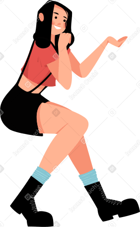happy girl holding something Illustration in PNG, SVG