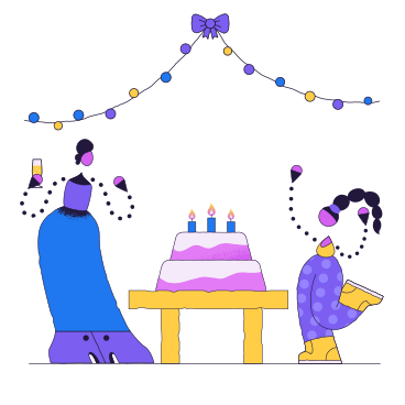 Family celebrating daughter's birthday PNG, SVG