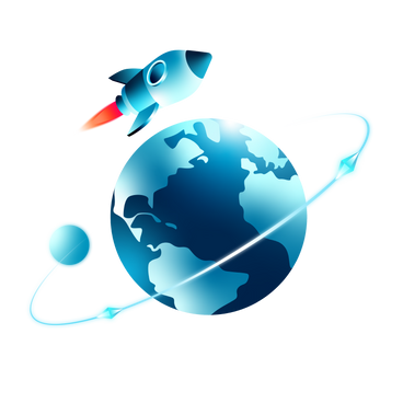 Weltraumforschung, rakete fliegt über den planeten PNG, SVG