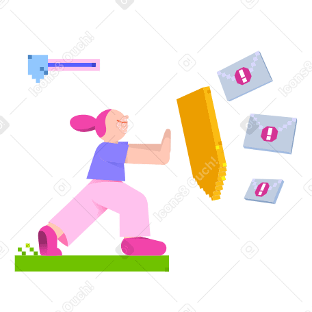 Young woman protects inbox from spam animated illustration in GIF, Lottie (JSON), AE