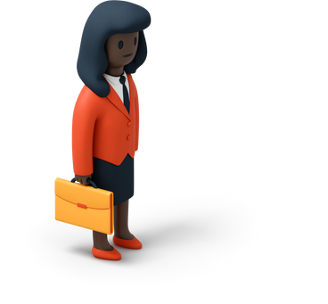 Черная деловая женщина с желтым портфелем в PNG, SVG