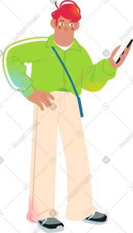 惊讶的男人看着他的手机 PNG, SVG